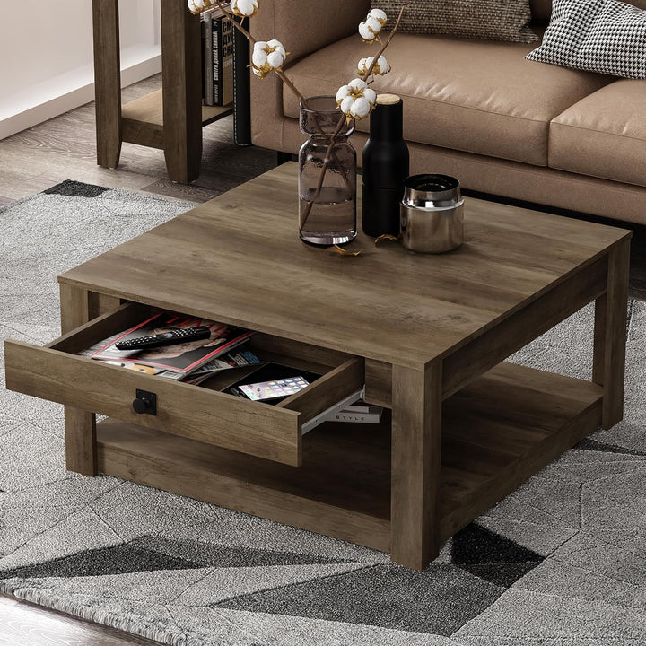 Galano Philia Modern Rectangular Coffee Table, Knotty Oak