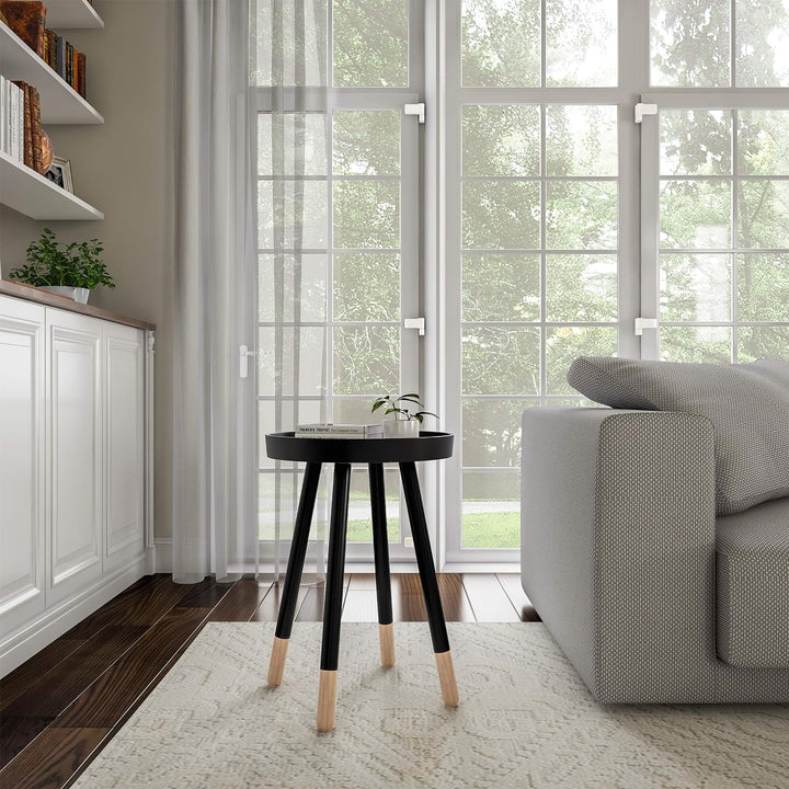 (Black) Round End Table Mid-Century Modern