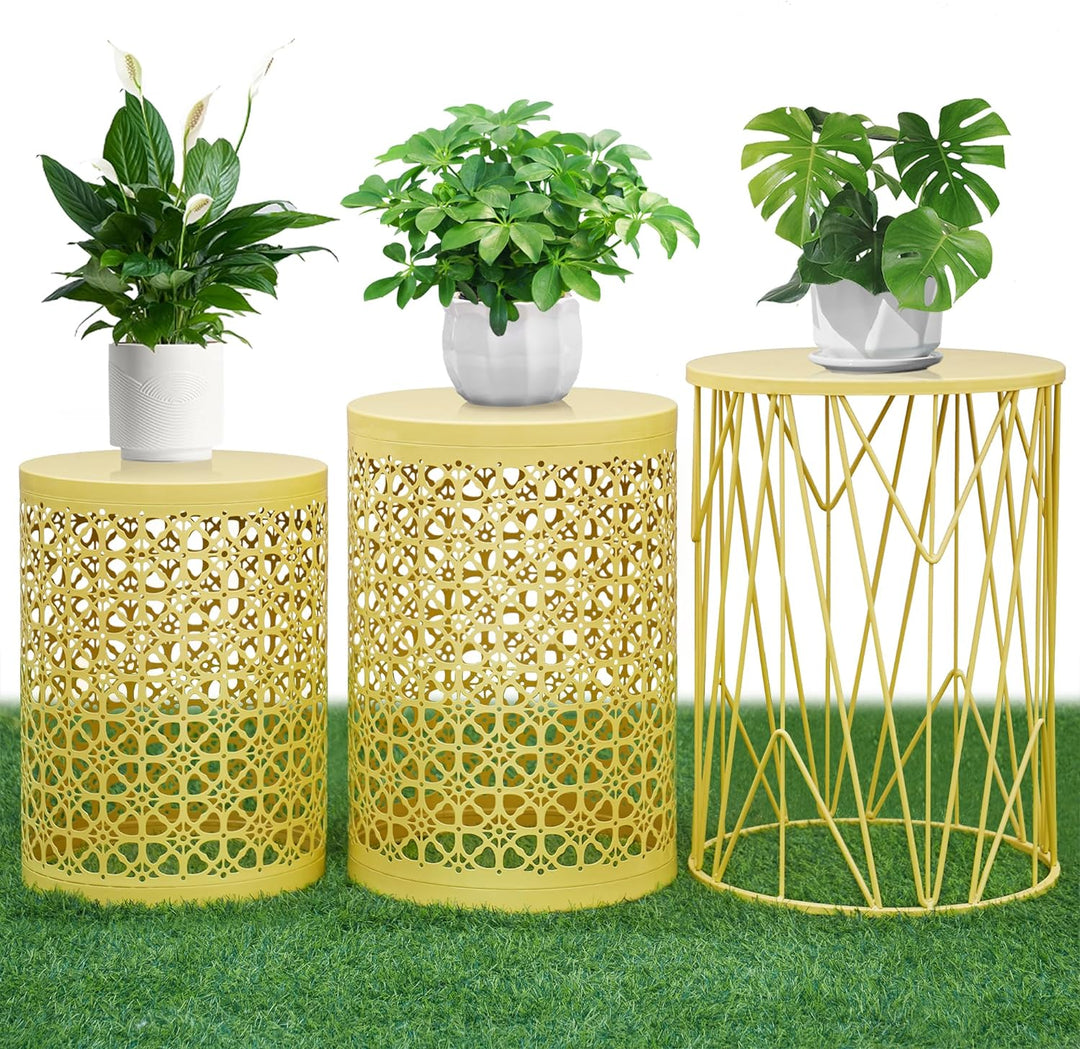 Multifunctional Indoor/Outdoor Side & Coffee Tables, Flower Yellow