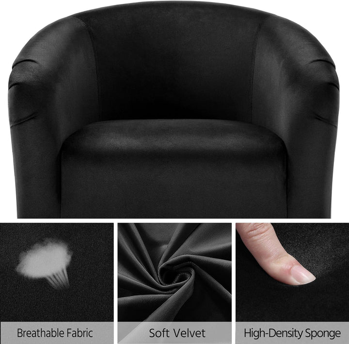 Velvet Accent Chair, Modern Club Chair Upholstered Armchair with Solid Legs Comfy Sofa Chair, Black