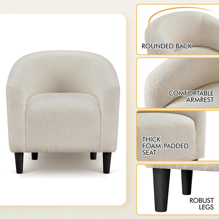 Furry Accent Chairs, Soft Padded Armrest, Ivory