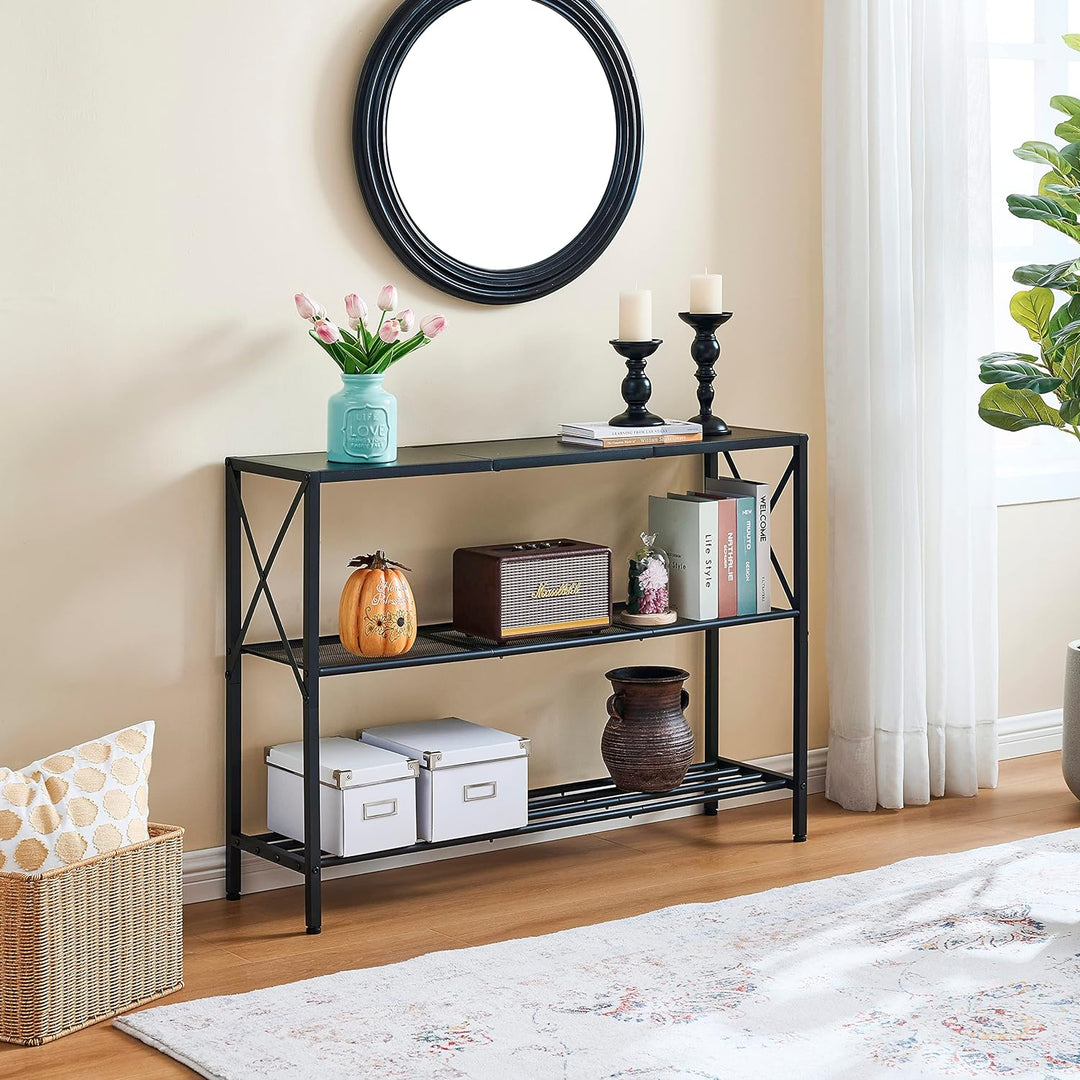 3 Tier Entryway Narrow Sofa Table, Black