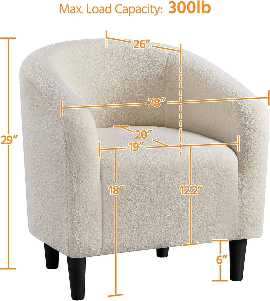 Barrel Chair, Soft Sherpa Accent Chair Ivory