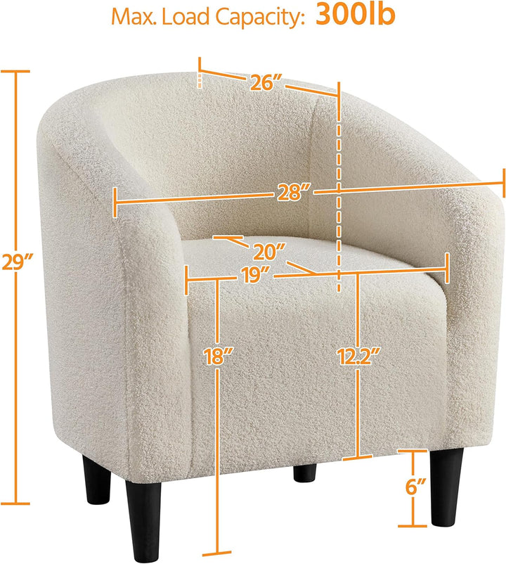 Furry Accent Chairs, Soft Padded Armrest, Ivory