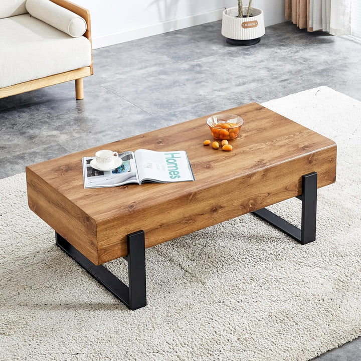 Rustic Modern Rectangular Coffee Table, Brown