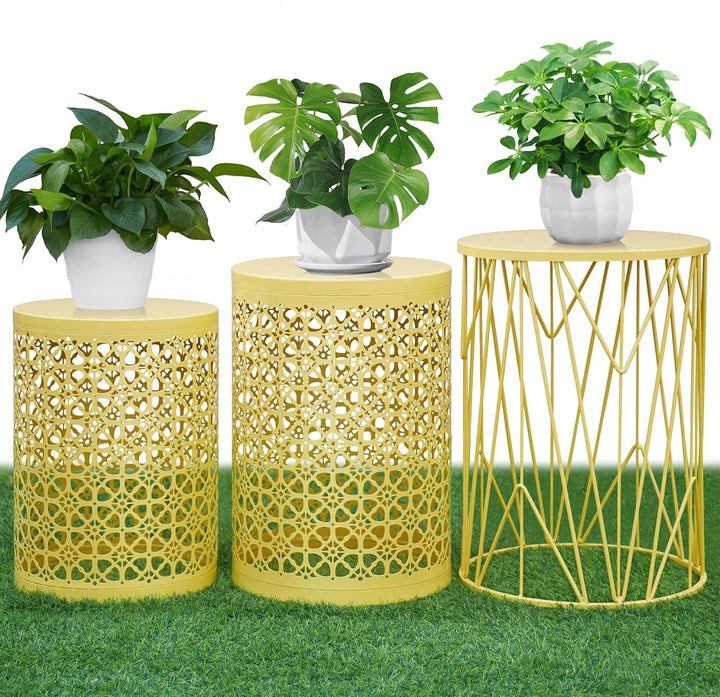 Multifunctional Indoor/Outdoor Side & Coffee Tables, Flower Yellow