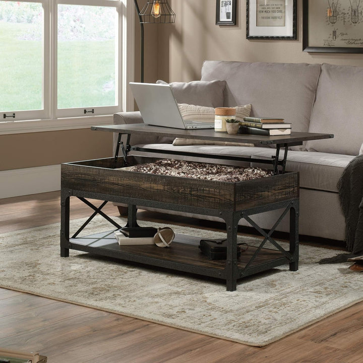 Sauder Steel River Lift Top Coffee Table, Carbon Oak Finish