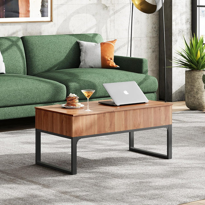 Lift Top Coffee Table with Hidden Storage, Modern Wood Design