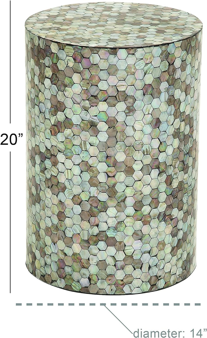 Mother of Pearl Shell Geometric Handmade Side Table