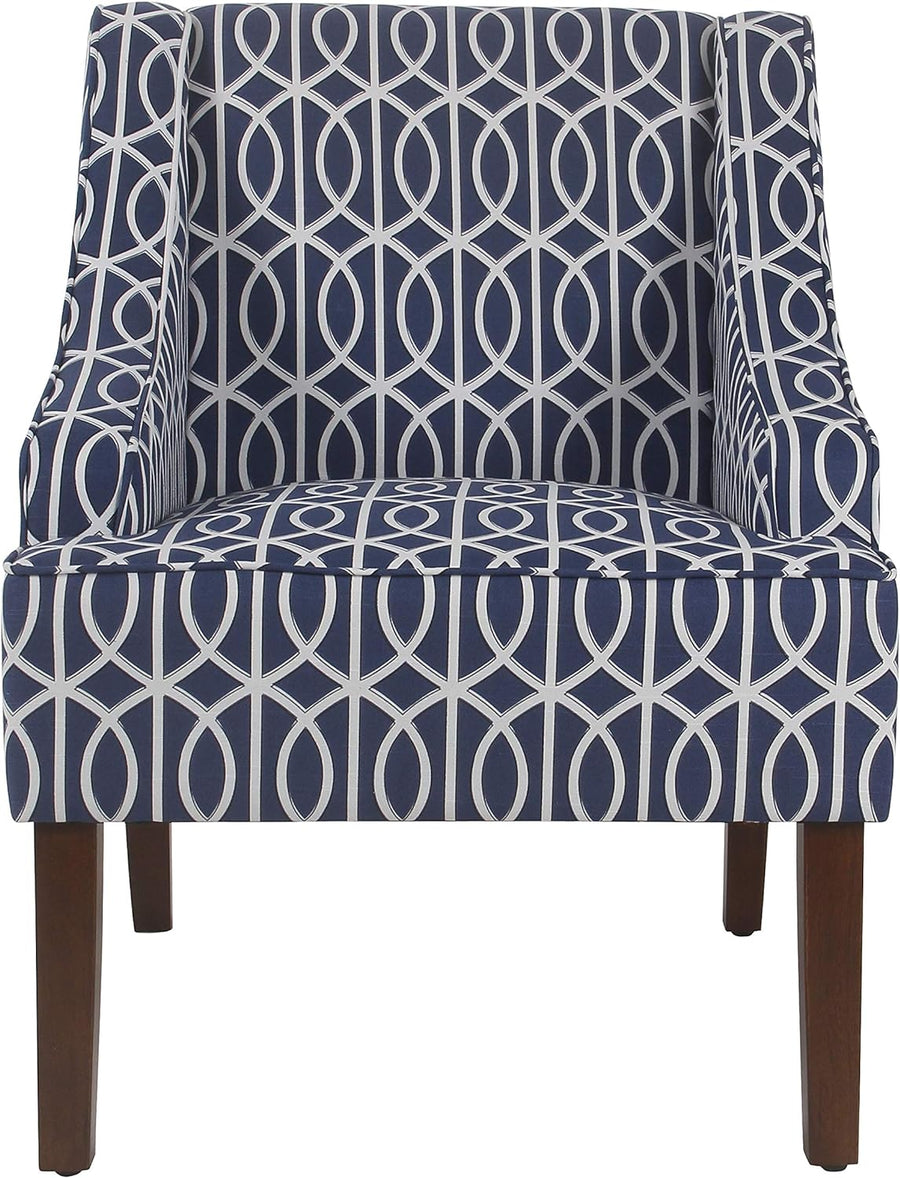 Velvet Swoop Arm Living-Room-Chairs, Dark Blue