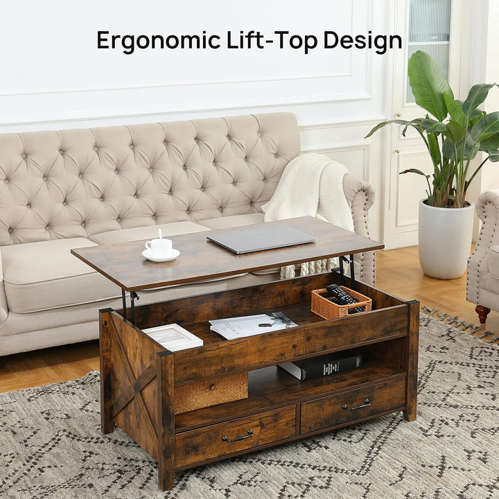 Rustic Brown Coffee Table, Rectangular Wooden Accent Table