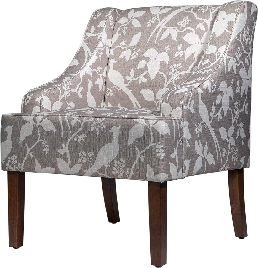 Velvet Swoop Arm Chairs, Grey Floral Tree