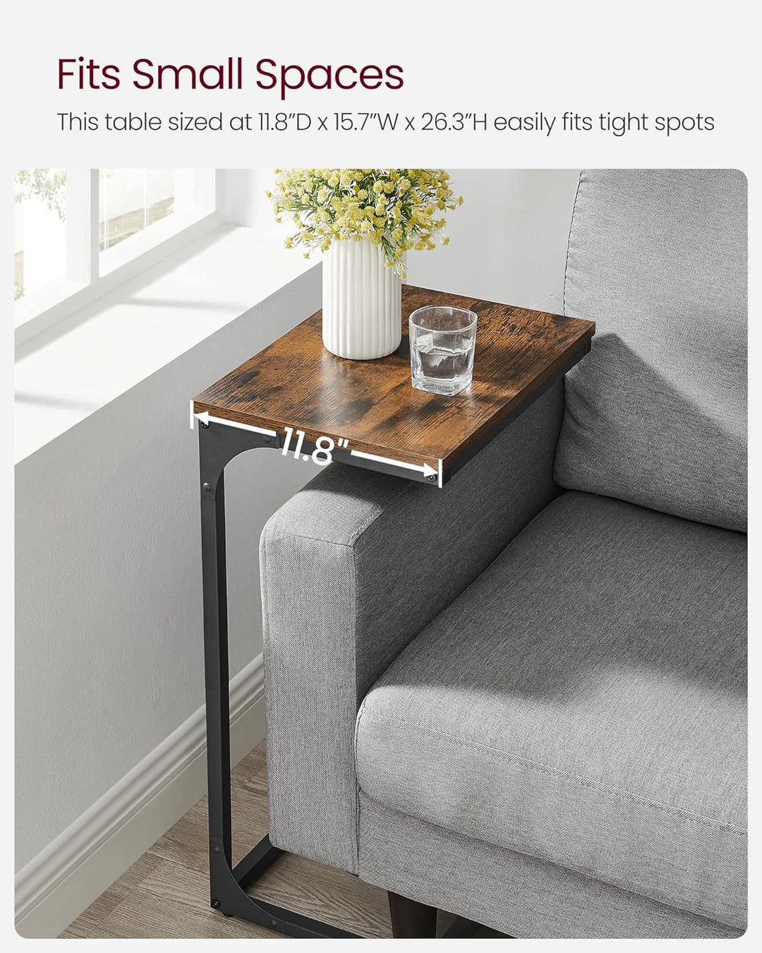 C-Shaped End Table, Side Table for Sofa, Couch