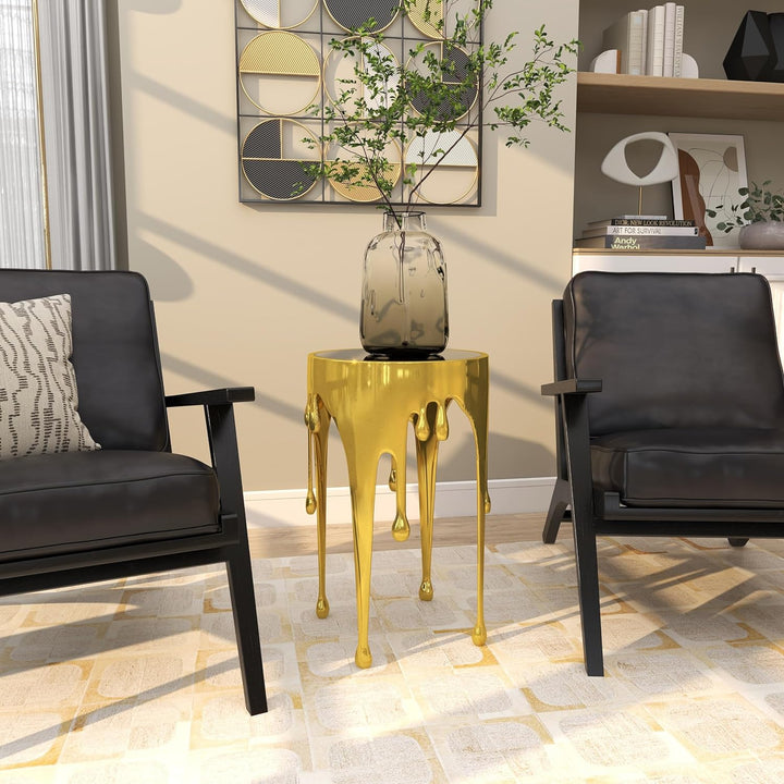 Aluminum Metal Side End Accent Table Gold