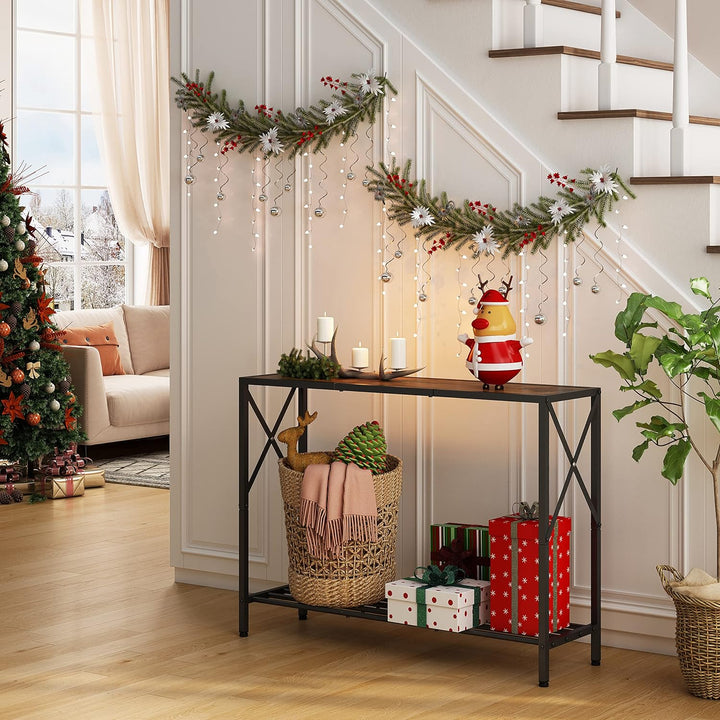 Console Table, 2-Tier Industrial Entryway, Rustic