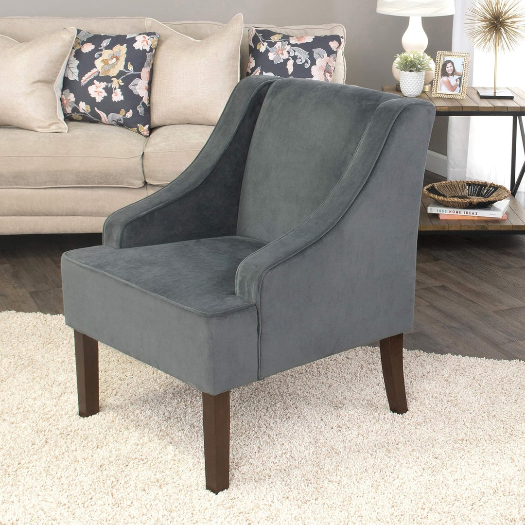 Velvet Swoop Arm Living-Room-Chairs, Textured Grey