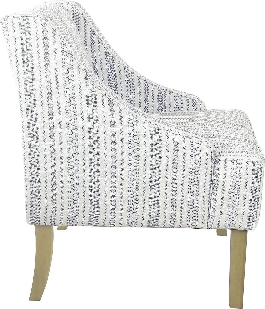 Velvet Swoop Arm Accent Chair, Blue White Stripe