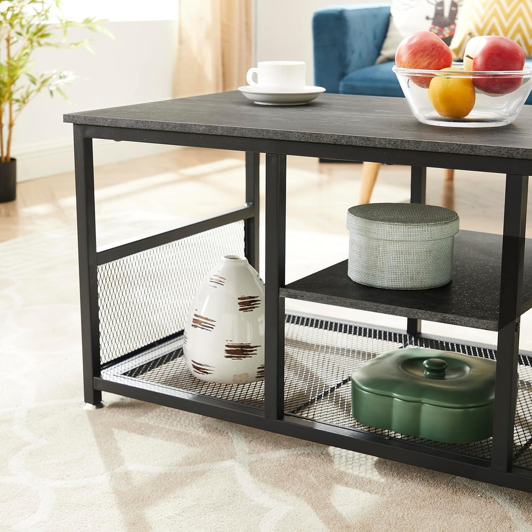 Versatile Coffee Table with Storage, Modern Industrial, Charcoal Grey