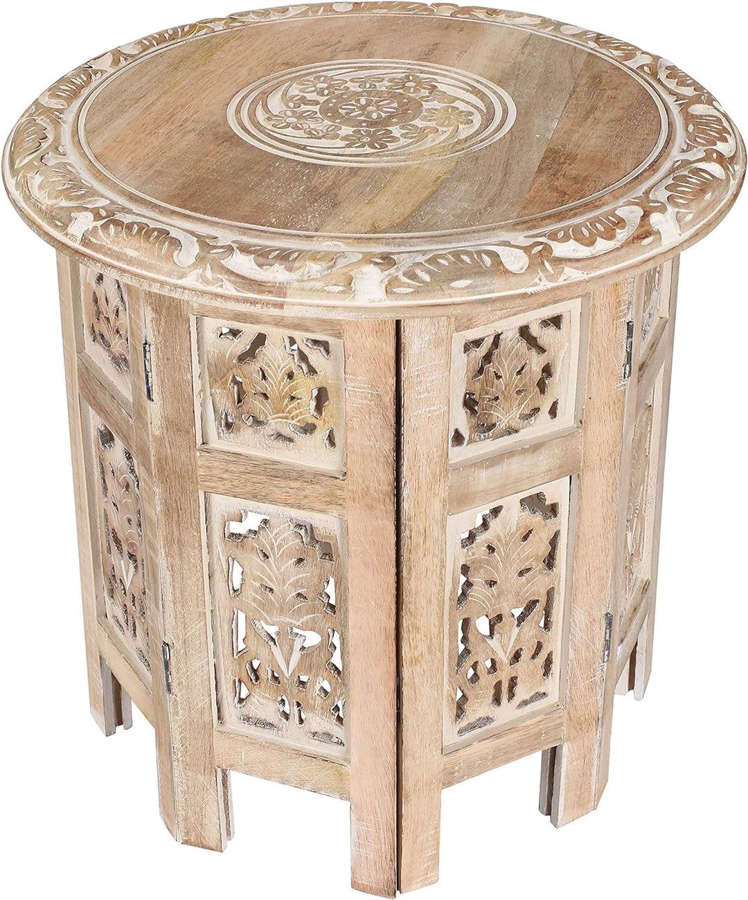 Round Side Table Wood Accent Table 18" Top x 18" - White