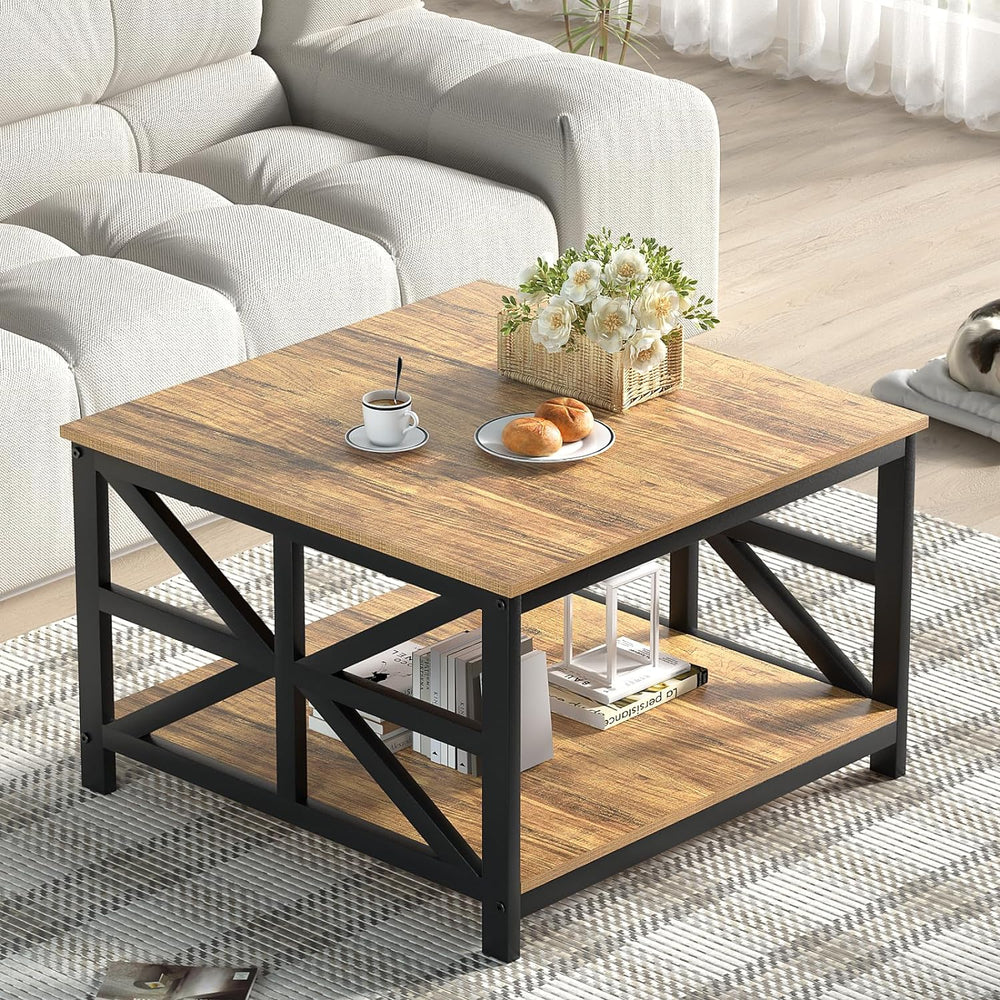 Farmhouse Coffee Table with Storage, Walnut