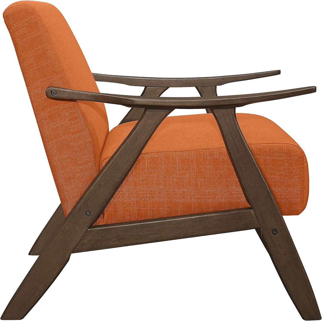 Mid Century Modern Accent Chair, Orange Linen