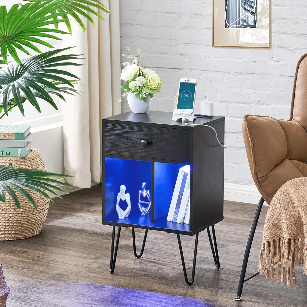 Nightstand Charging Station Modern Night Stand