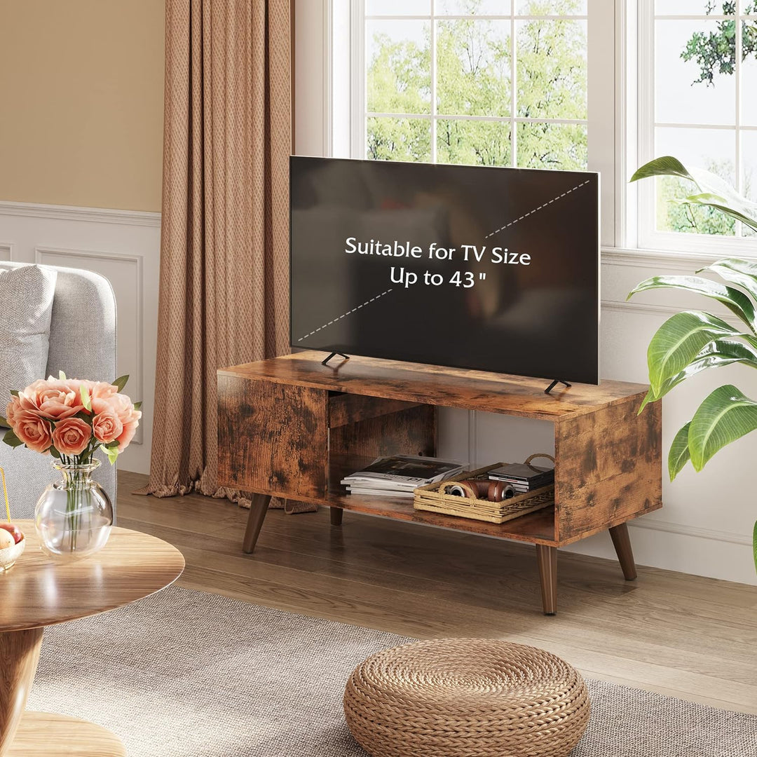 Rustic Brown Coffee Table with Storage, Mid-Century Modern Design