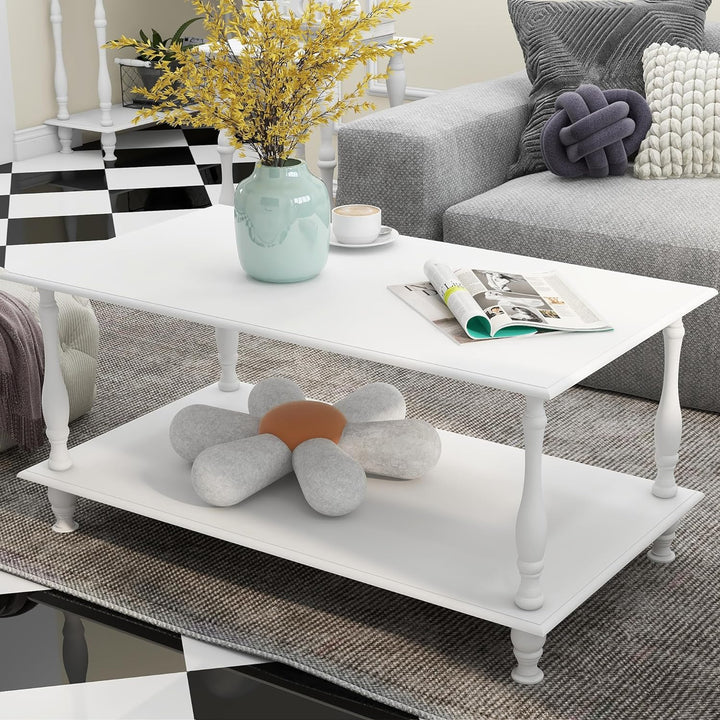 Elegant European White Coffee Table for Living Room, European White Coffee Table