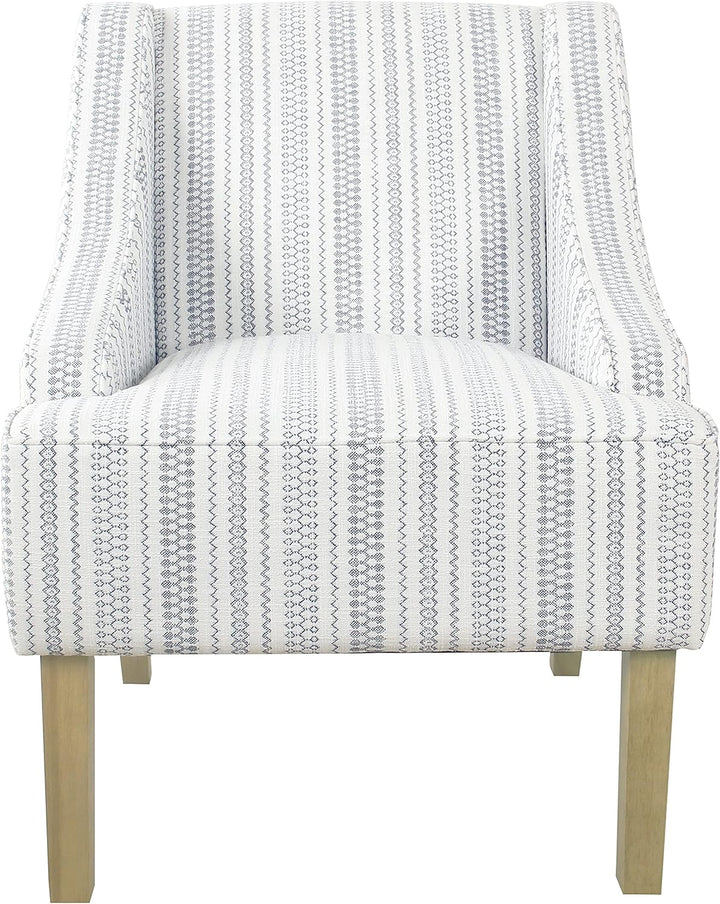 Velvet Swoop Arm Accent Chair, Blue White Stripe