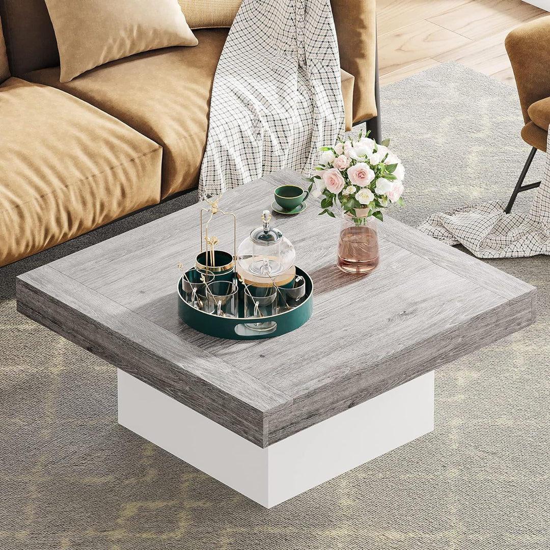 Rustic Farmhouse Coffee Table, Grey and White