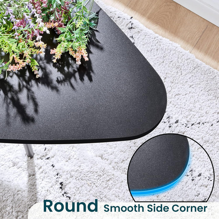 Modern Oval Coffee Table, Black Small Accent Table for Living Room