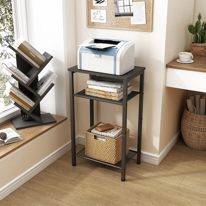 3 Tier End Table, Metal Frame, Black, Easy Assembly