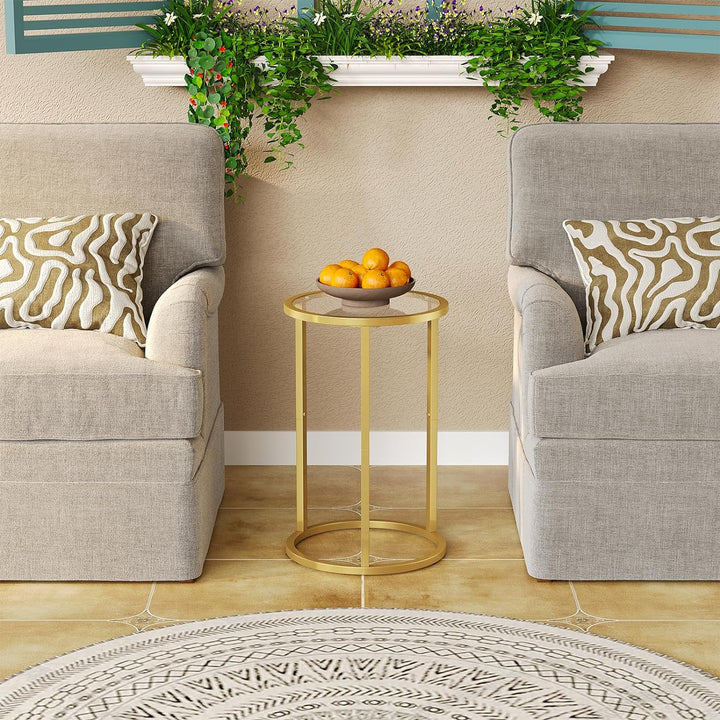 Elegant Gold Side Table for Small Spaces, Modern Bedside Table