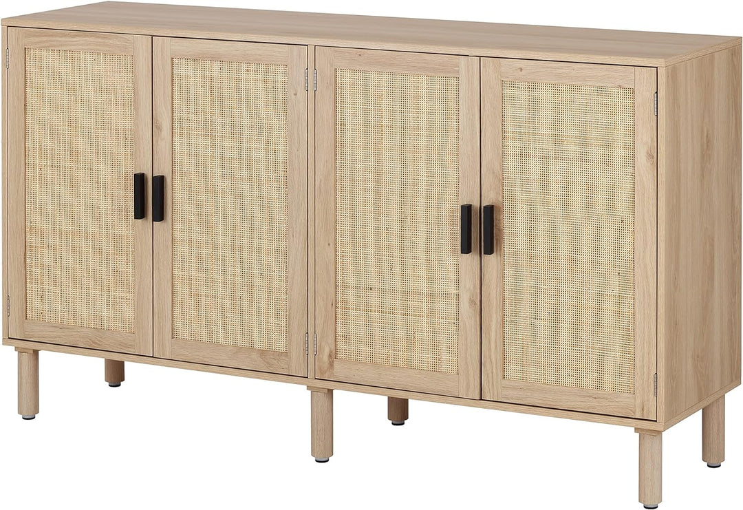 4 Door Sideboard Buffet Cabinet, 62.3x15.7x34.6