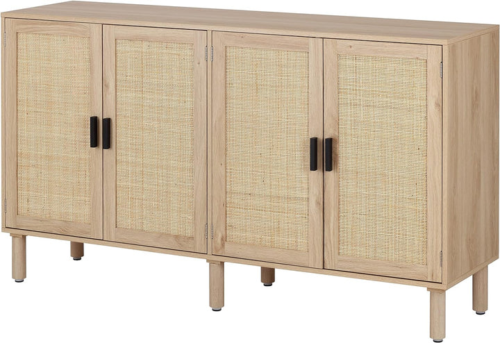 4 Door Sideboard Buffet Cabinet, 62.3x15.7x34.6