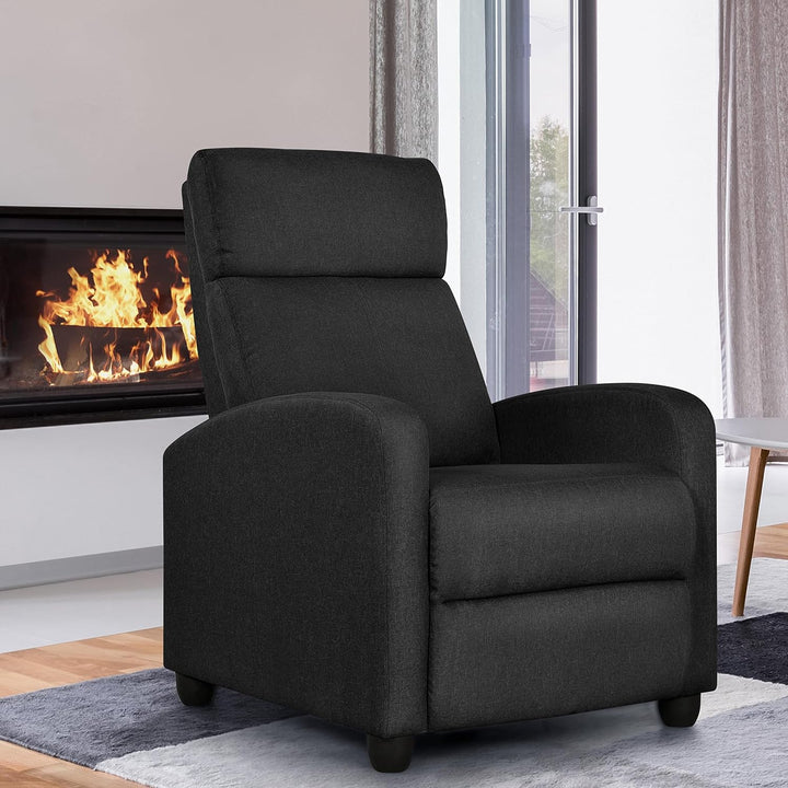 Fabric Recliner Chair Sofa Ergonomic Adjustable Matte Black