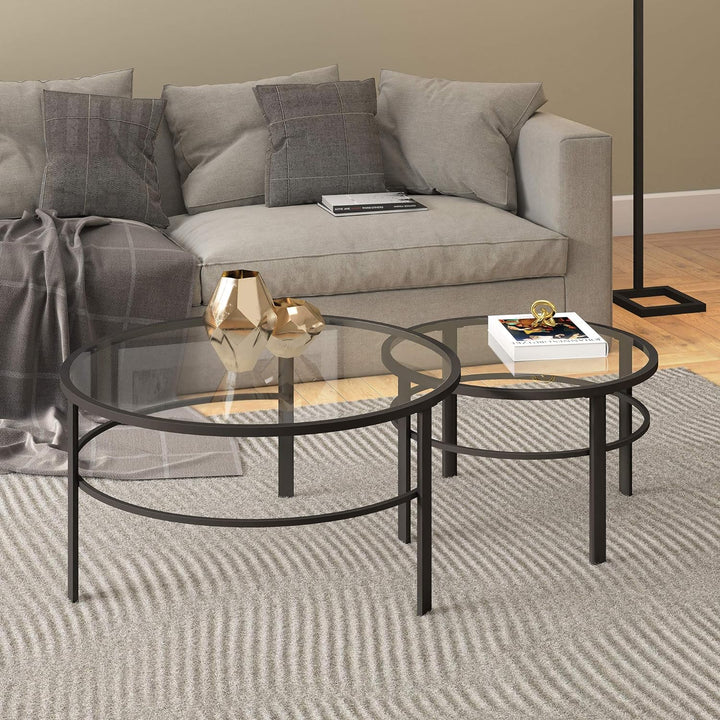 Henn&Hart Round Nested Coffee Table, Blackened Bronze