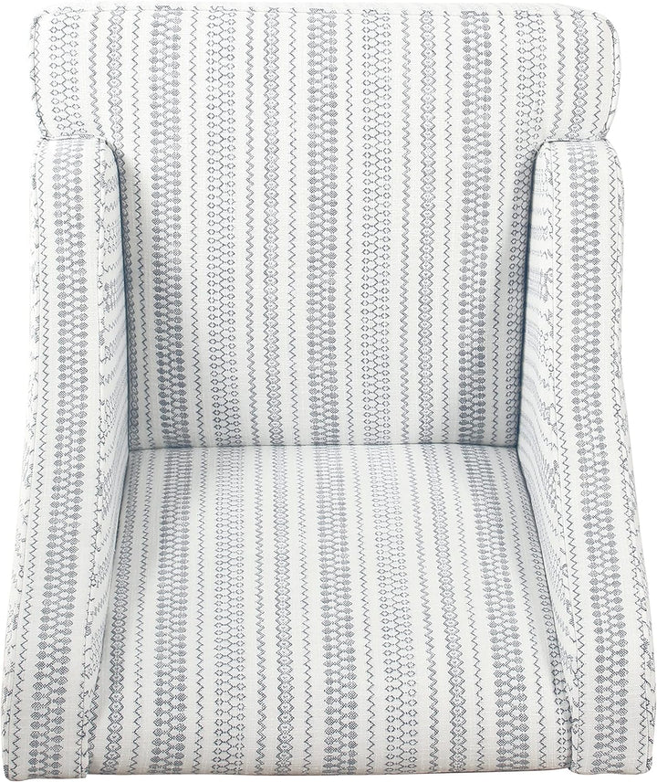 Velvet Swoop Arm Accent Chair, Blue White Stripe