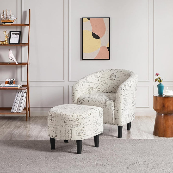 Modren Club Chair with Ottoman, Fabric Accent