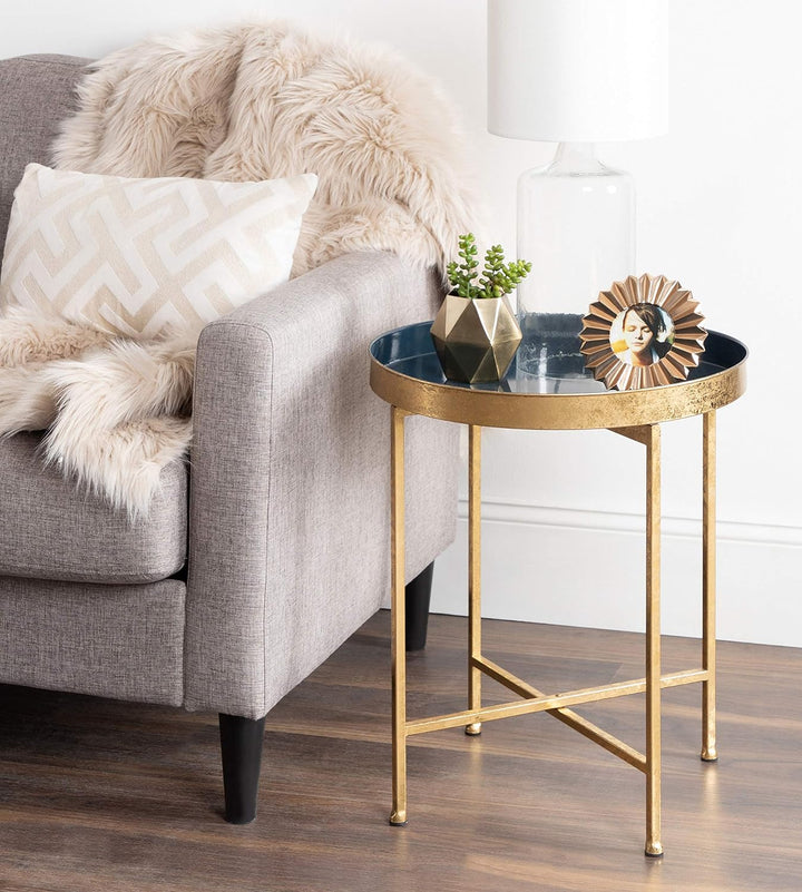 Celia Metal Foldable Round Accent Table