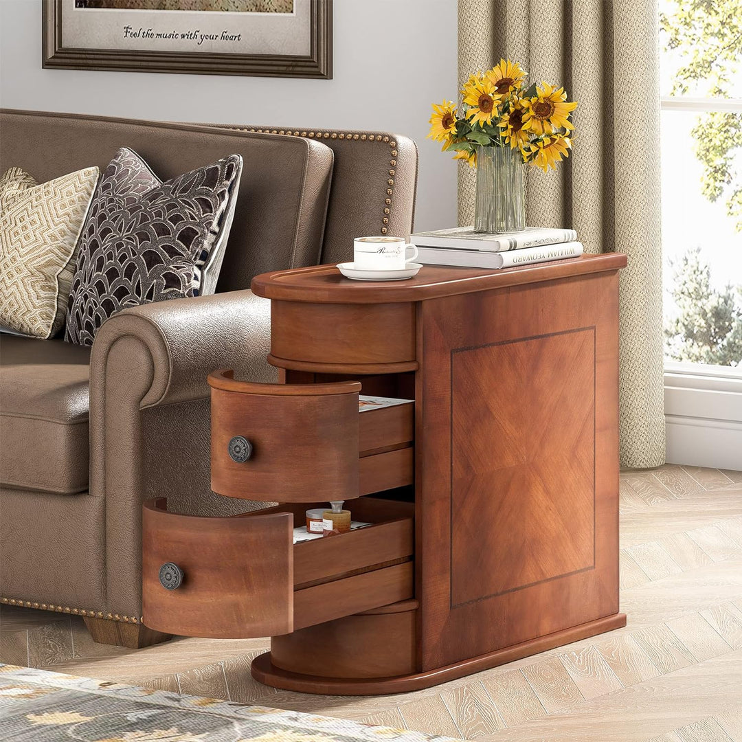 End Table, Sofa Side Table with Storage Brown