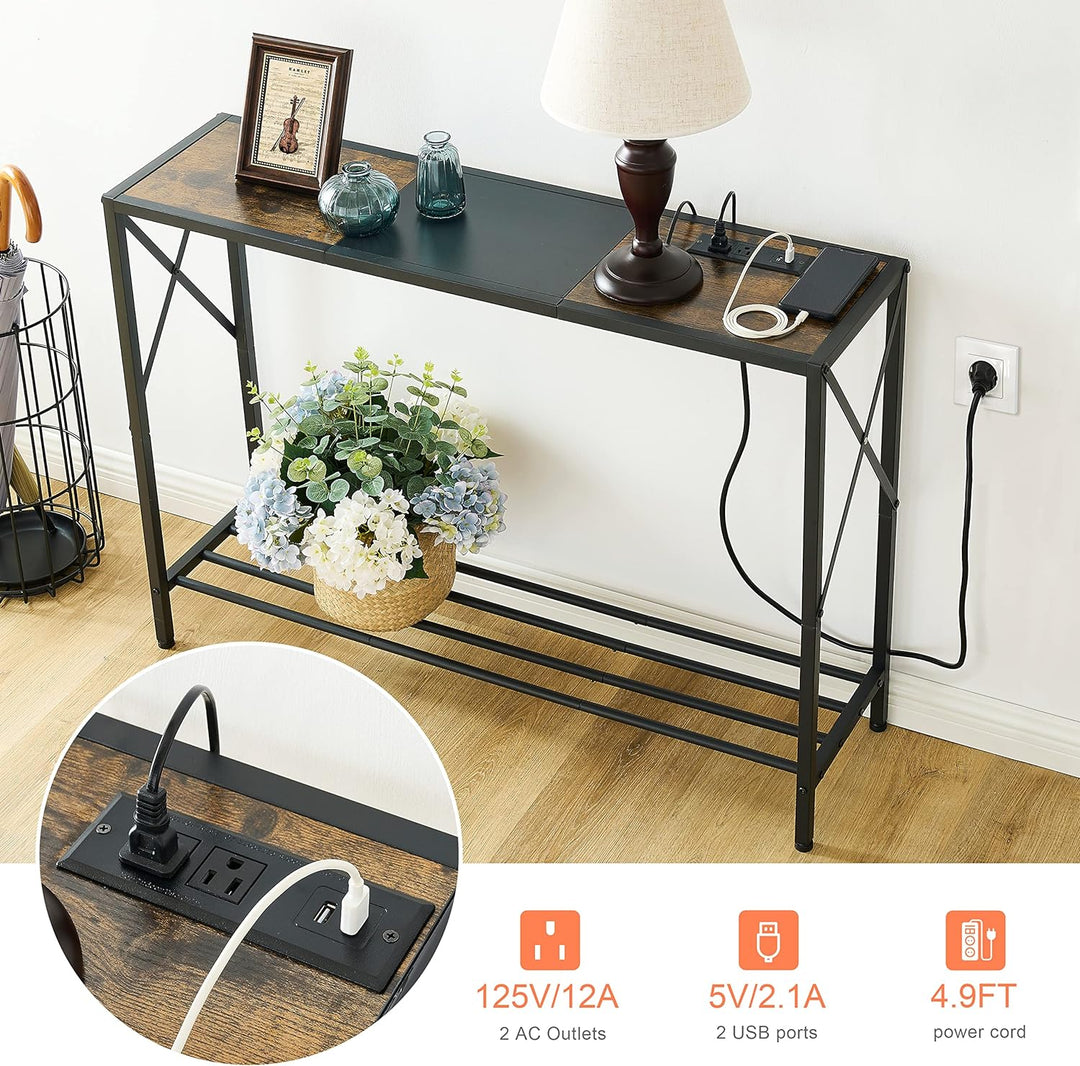 Console Table w/ Charging Station, 41.8" Entryway