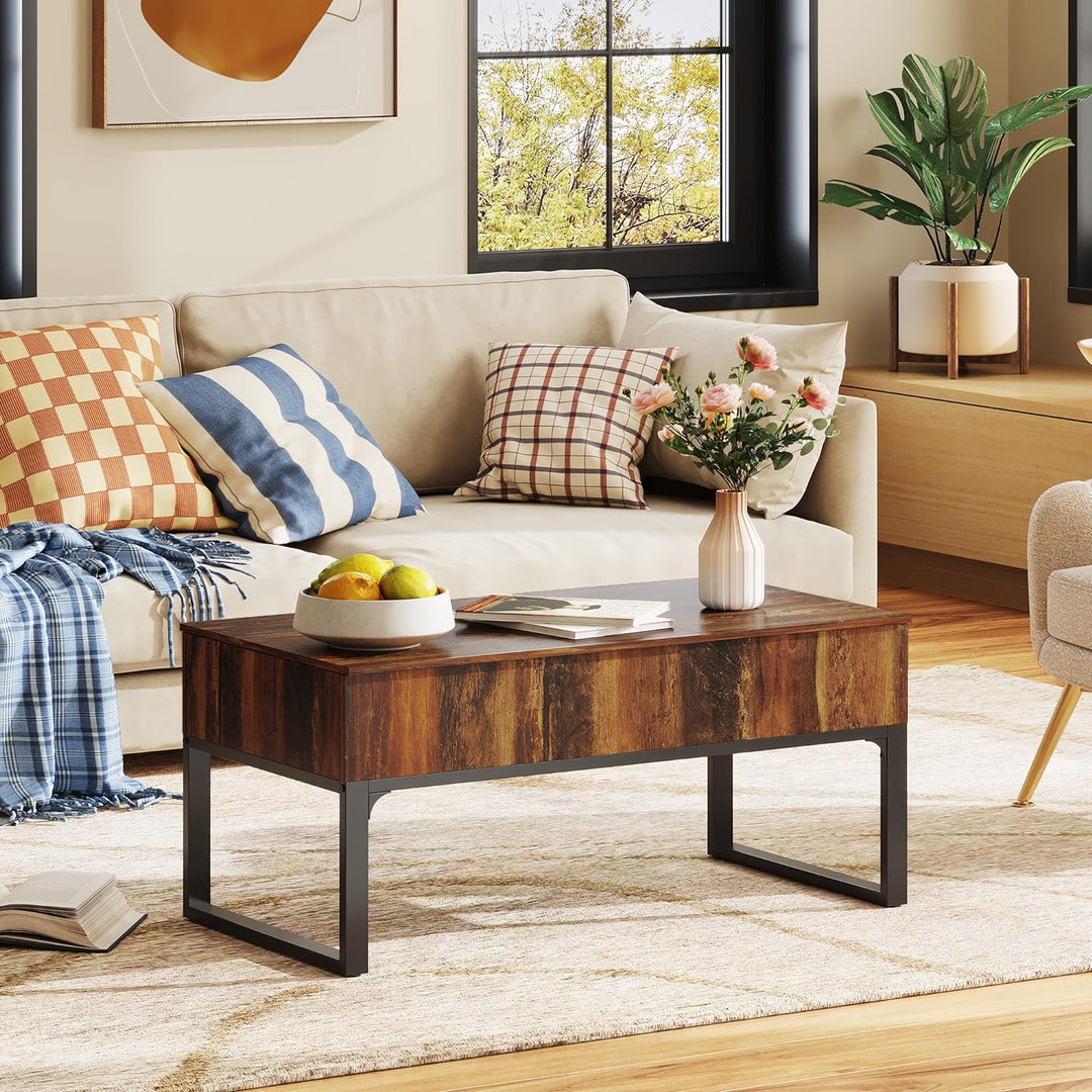 Lift Top Coffee Table with Hidden Storage, Modern Wood Design