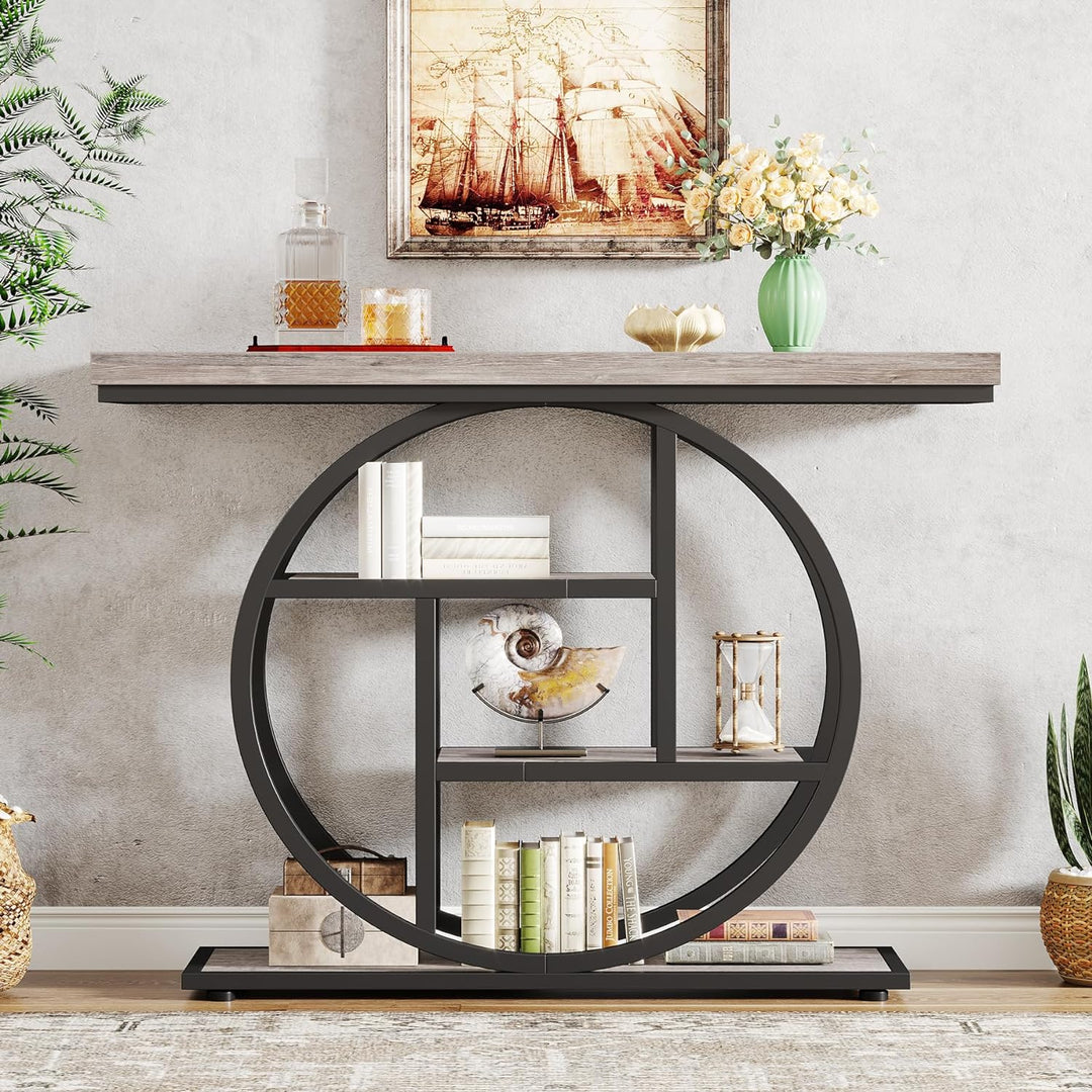 41.3" Console Table, Industrial 4-Tier Sofa Table