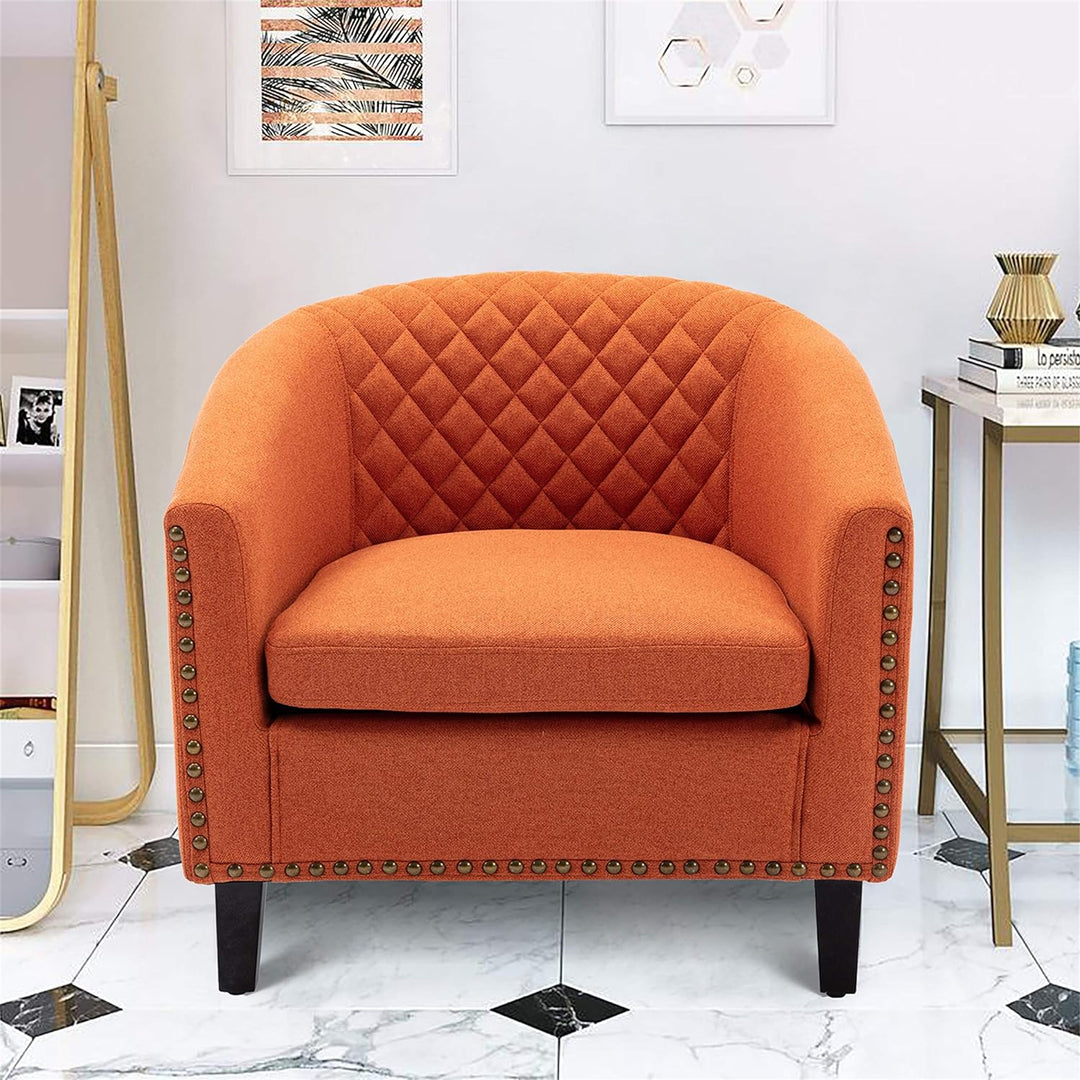 Modern Upholstered Accent Armchair Orange Linen