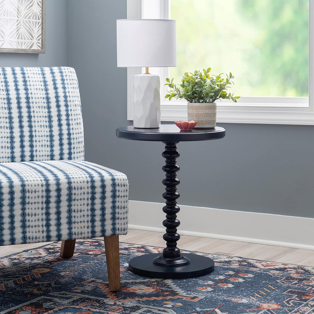 Navy Blue Tarkin Round Pedestal Side Table