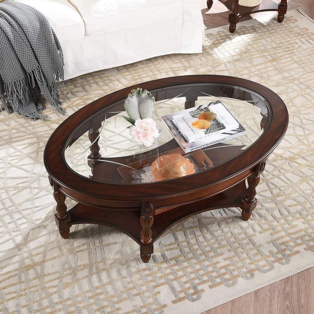 Elegant Solid Wood Coffee Table, Cherry Finish