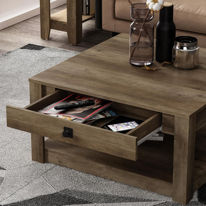 Galano Philia Modern Rectangular Coffee Table, Knotty Oak