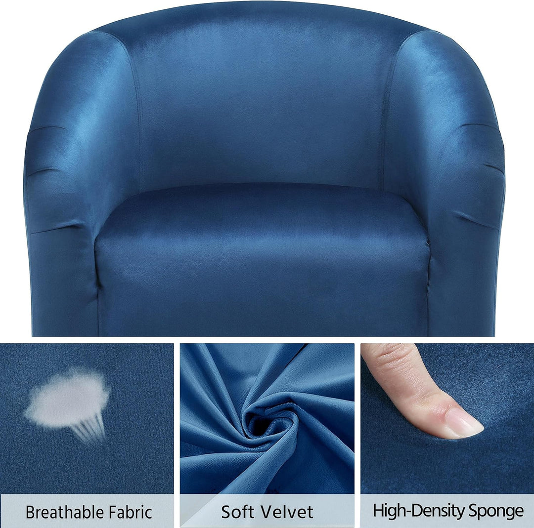 Velvet Accent Chair, Modern Club Chair Upholstered Armchair with Solid Legs Comfy Sofa Chair, Pagoda Blue