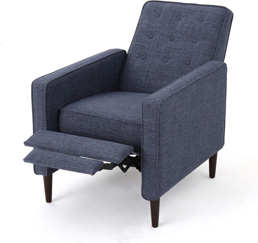 Mervynn Mid-Century Modern Recliner, Dark Blue